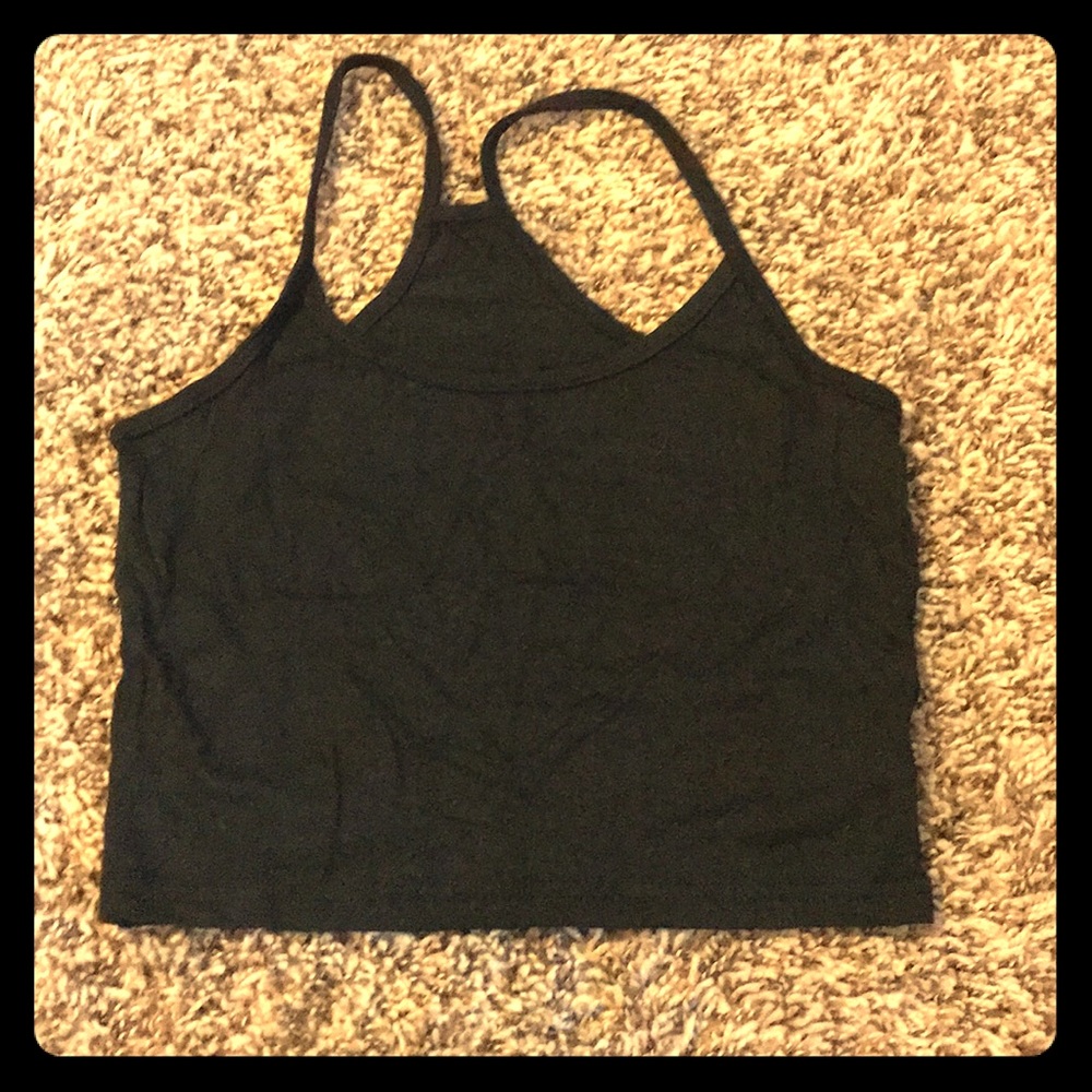 Black spaghetti crop top